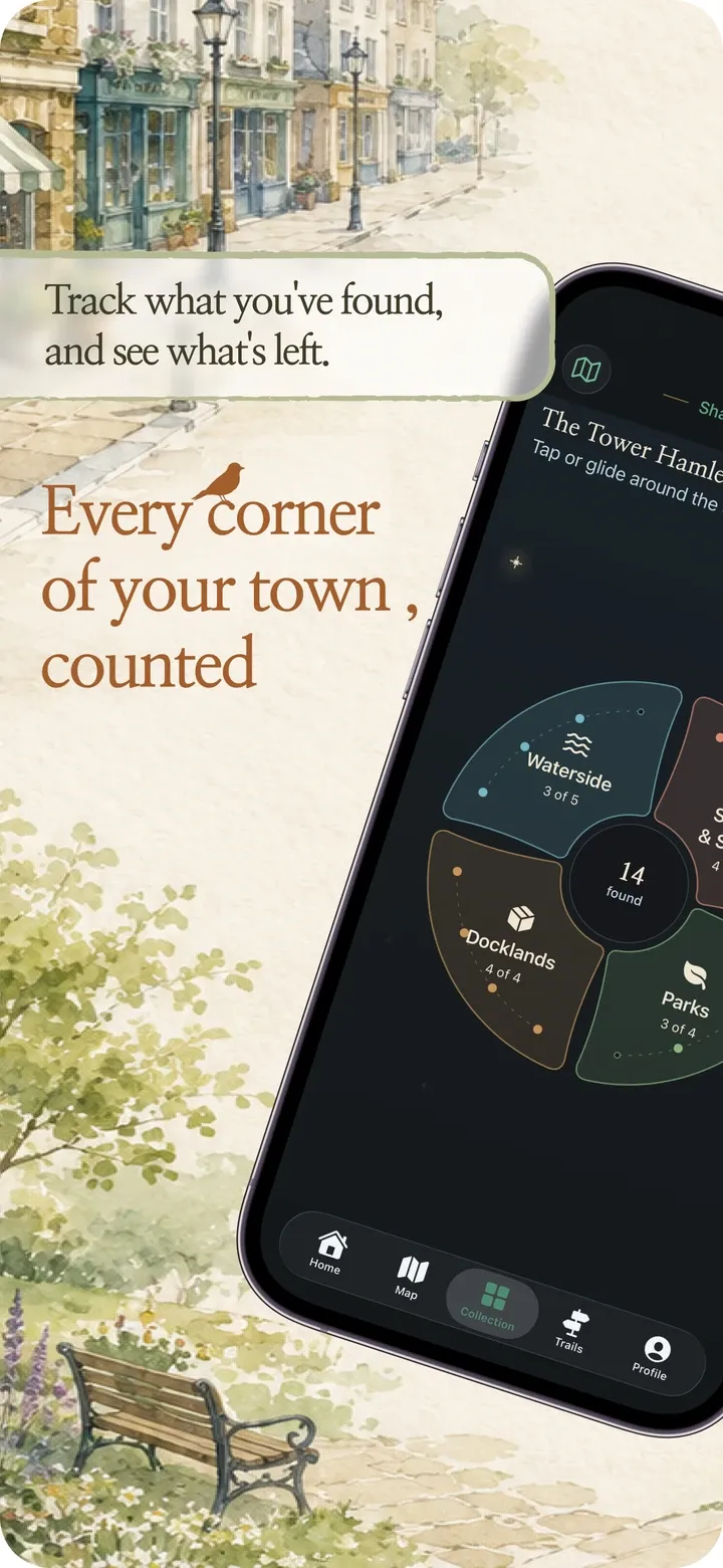 Every corner of your town counted: track what you have found and what is left.