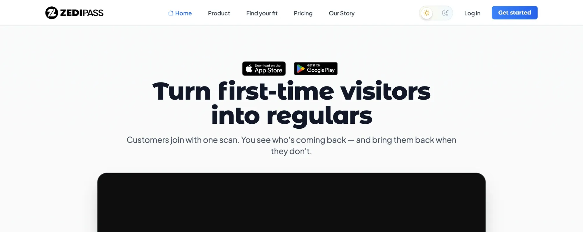 zedipass.com homepage: Turn first-time visitors into regulars